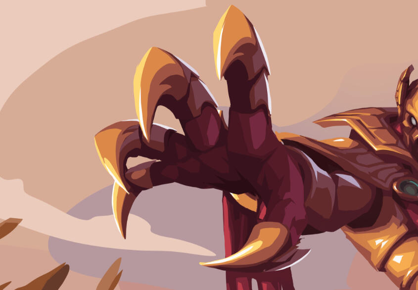 Here, the shape of the hand was changed